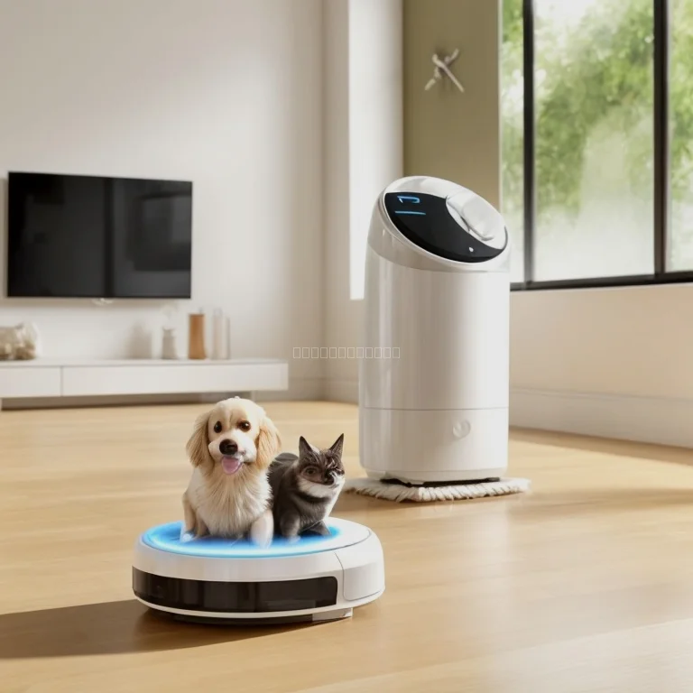 Smart robotic vacuum cleaner on carpet